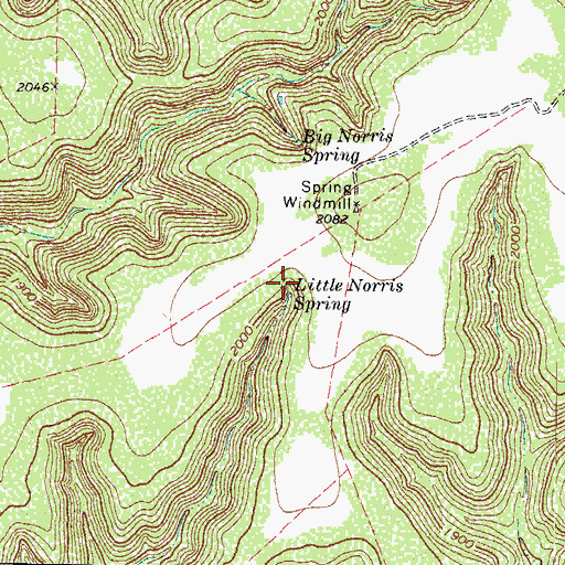 Topographic Map of Little Norris Spring, TX