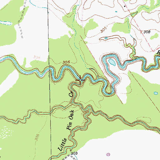 Topographic Map of Little Pin Oak Creek, TX