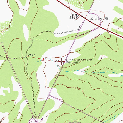 Topographic Map of Little Rincon Seco Windmill, TX