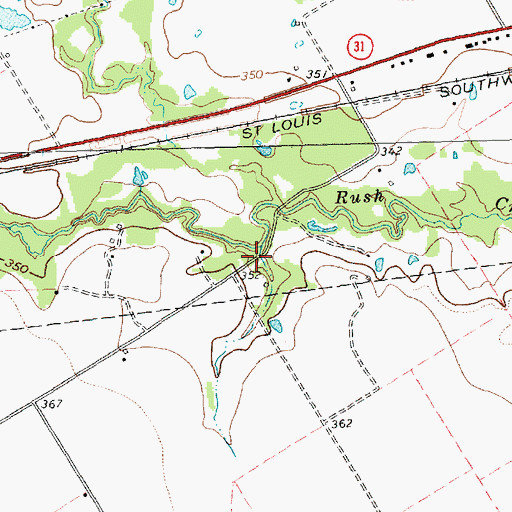 Topographic Map of Little Rush Creek, TX