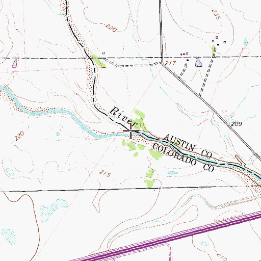 Topographic Map of Little San Bernard River, TX