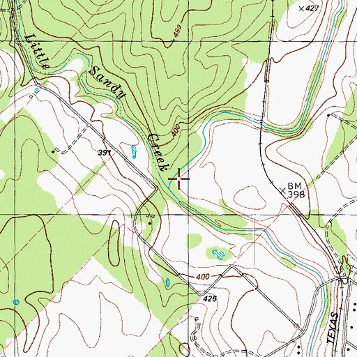 Topographic Map of Little Sandy Creek, TX