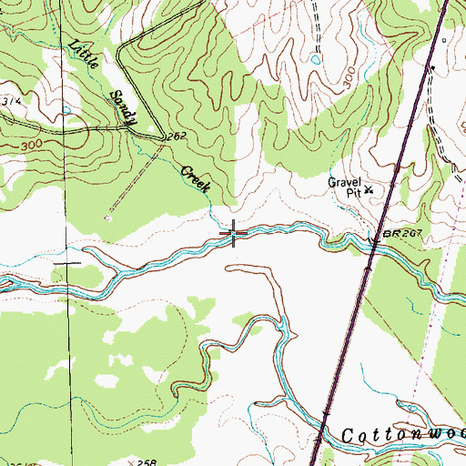 Topographic Map of Little Sandy Creek, TX