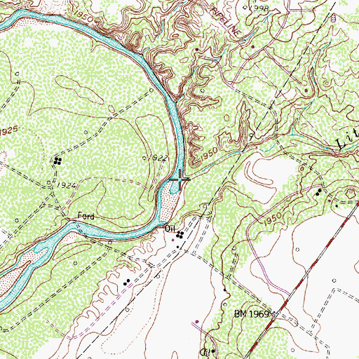 Topographic Map of Little Silver Creek, TX