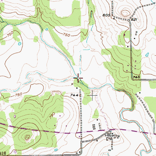 Topographic Map of Little Silver Creek, TX