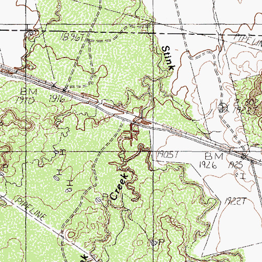 Topographic Map of Little Stink Creek, TX