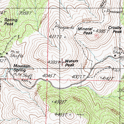 Topographic Map of Waters Peak, AZ