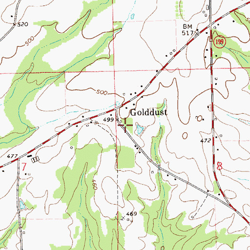 Topographic Map of Golddust School (historical), AL