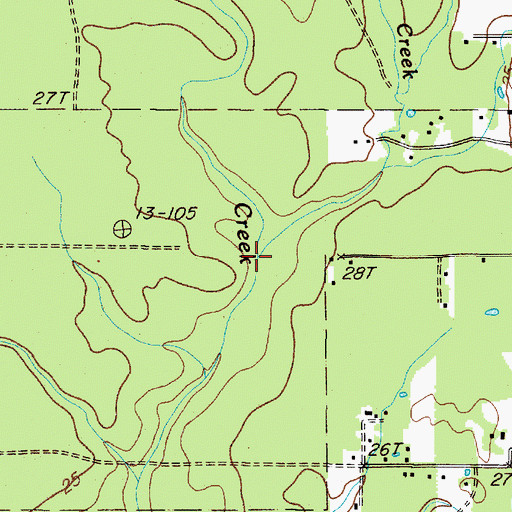 Topographic Map of Busley Creek, TX