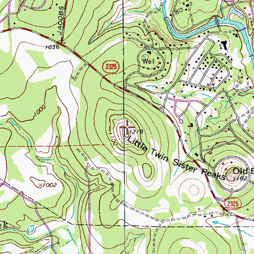 Topographic Map of Little Twin Sister Peaks, TX