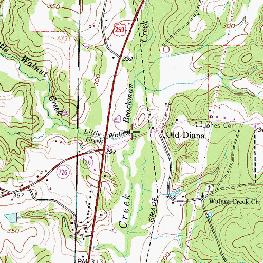 Topographic Map of Little Walnut Creek, TX