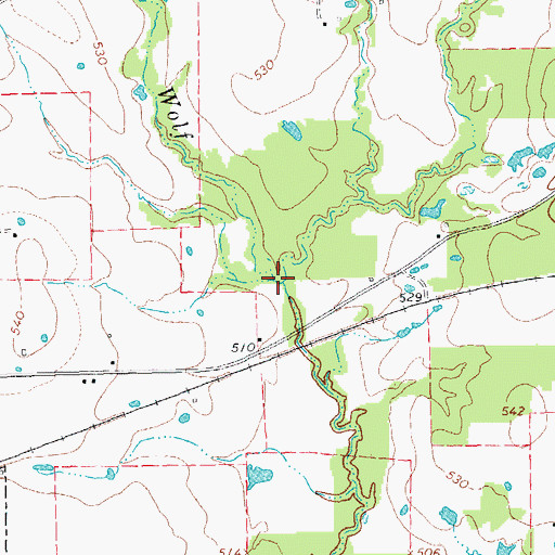 Topographic Map of Little Wolf Creek, TX