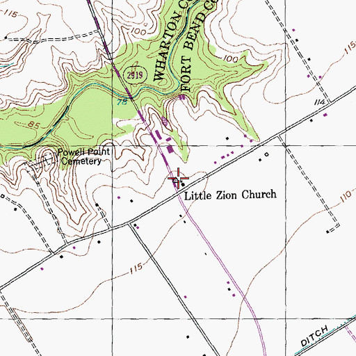 Topographic Map of Little Zion Church, TX
