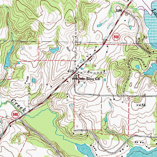 Topographic Map of Little Zion Church, TX