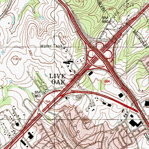 Topographic Map of Live Oak, TX