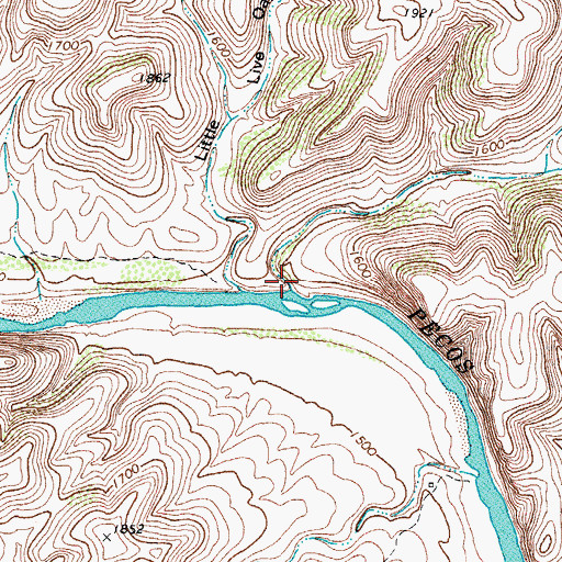Topographic Map of Live Oak Canyon, TX