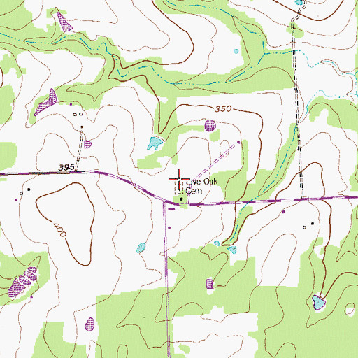 Topographic Map of Live Oak Cemetery, TX