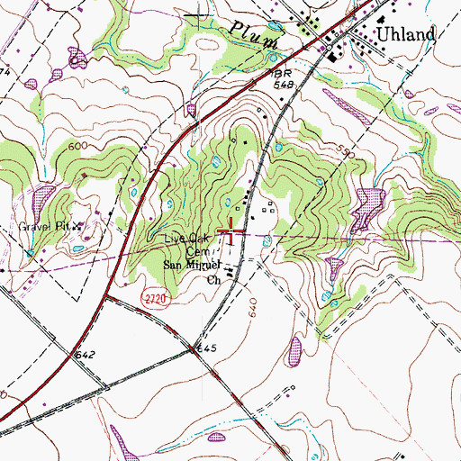 Topographic Map of Live Oak Cemetery, TX