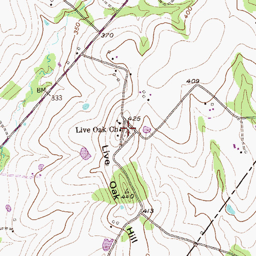 Topographic Map of Live Oak Church, TX