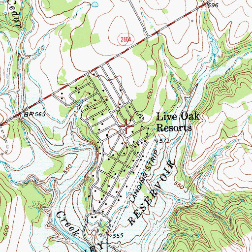 Topographic Map of Live Oak Resorts, TX