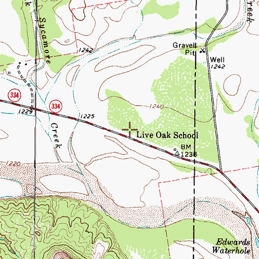 Topographic Map of Live Oak School, TX
