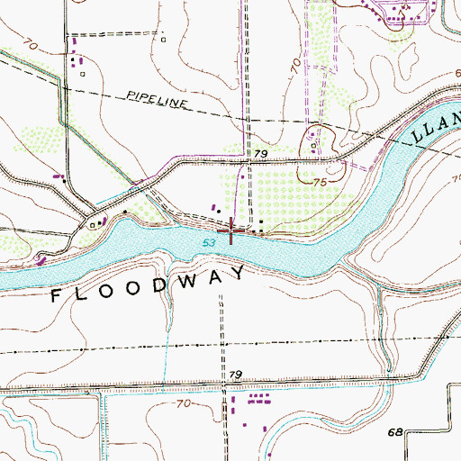 Topographic Map of Llano Grande Lake, TX