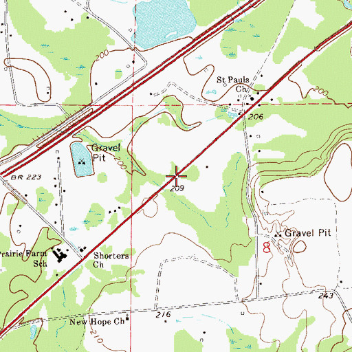 Topographic Map of Larsen Store (historical), AL