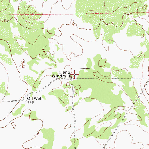 Topographic Map of Llano Windmill, TX