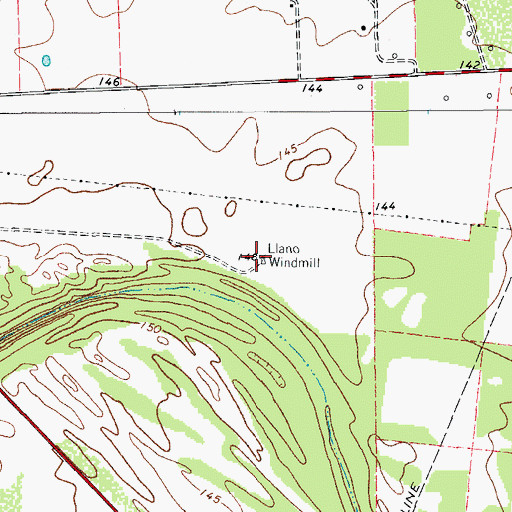 Topographic Map of Llano Windmill, TX