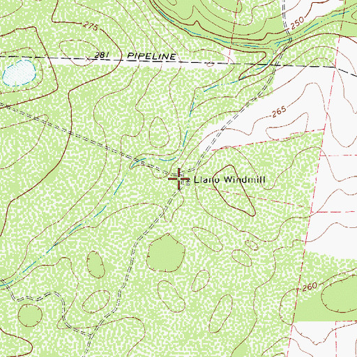 Topographic Map of Llano Windmill, TX