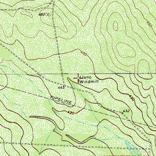 Topographic Map of Llano Windmill, TX