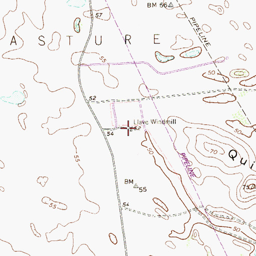 Topographic Map of Llave Windmill, TX