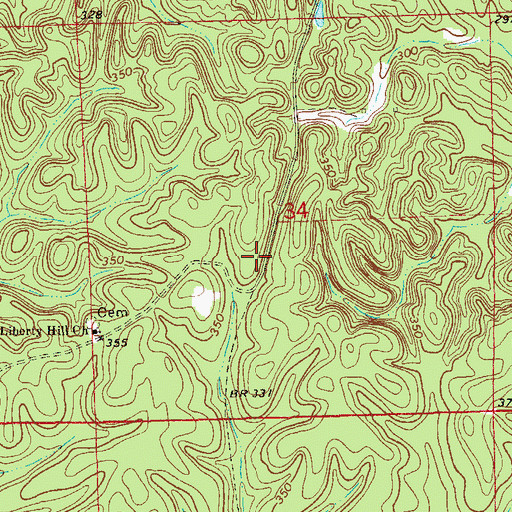 Topographic Map of Liberty Hill (historical), AL