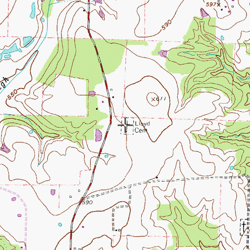 Topographic Map of Lloyd Cemetery, TX