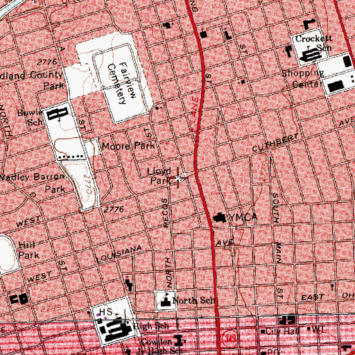 Topographic Map of Lloyd Park, TX