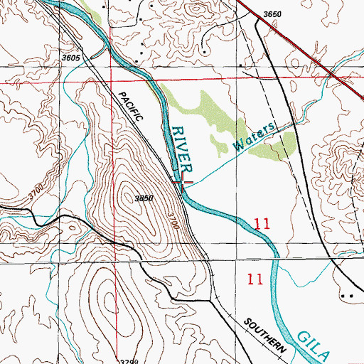 Topographic Map of Waters Wash, AZ