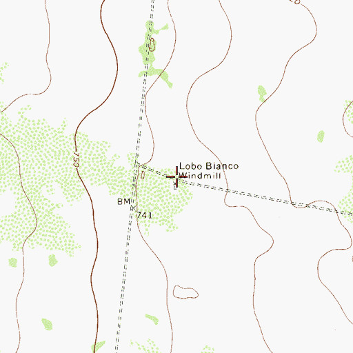 Topographic Map of Lobo Blanco Windmill, TX