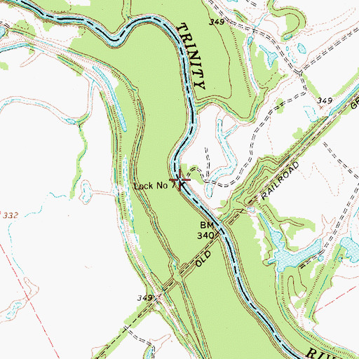 Topographic Map of Lock Number 7, TX