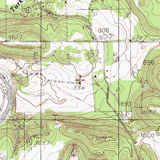 Topographic Map of Locke Cemetery, TX