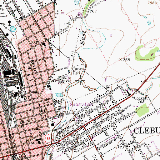 Topographic Map of Lockett Branch, TX