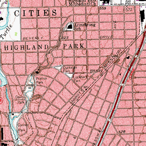 Topographic Map of Lockhart Park, TX