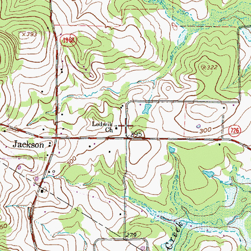 Topographic Map of Lodwick Church, TX