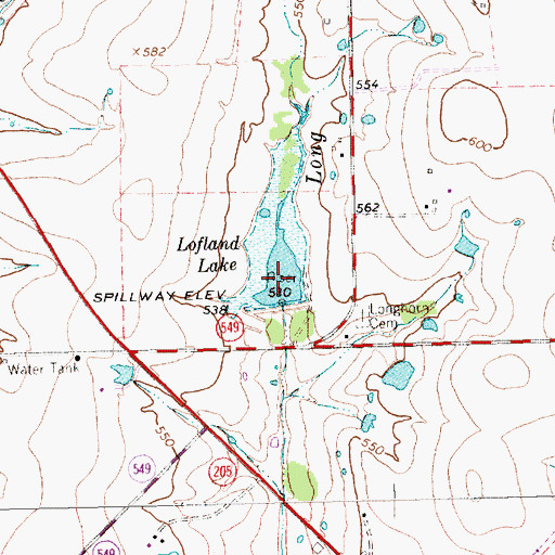 Topographic Map of Lofland Lake, TX
