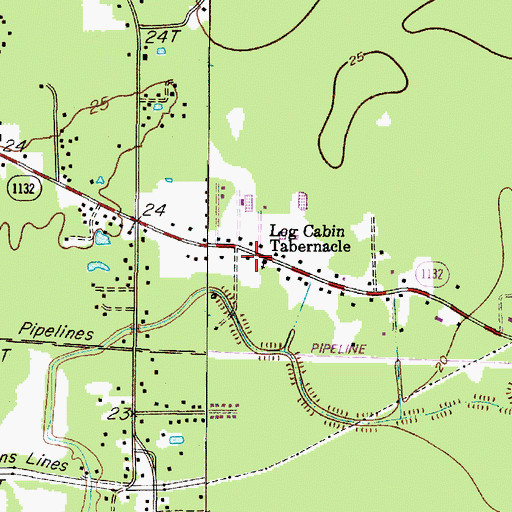 Topographic Map of Log Cabin Tabernacle, TX