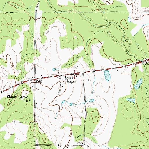 Topographic Map of Logan Chapel, TX
