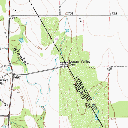 Topographic Map of Rock Church Cemetery, TX