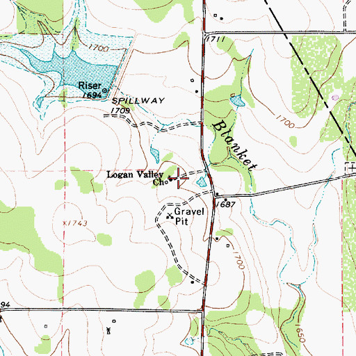 Topographic Map of Logan Valley Church, TX