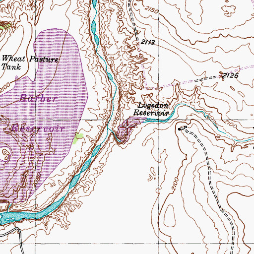Topographic Map of Logsdon Reservoir, TX