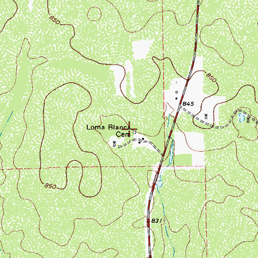 Topographic Map of Loma Blanca Cemetery, TX