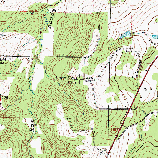 Topographic Map of Lone Dove Cemetery, TX